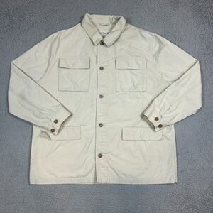 Line of Trade Utility Jacket Pockets Off White Button Up Mens Size 2XL